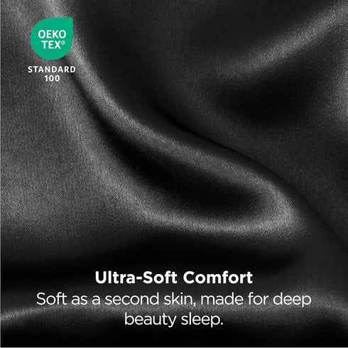 Bedsure Satin Pillowcase for Hair and Skin - Black Silky Pillowcase 2 Pack, 20x30 Inches, Gifts for Women Men