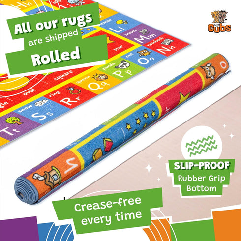 3x5' KC Cubs: Educational Rug: ABC Alphabet, Numbers & Shapes - Playmat - Interactive Play, Activity Area Carpet