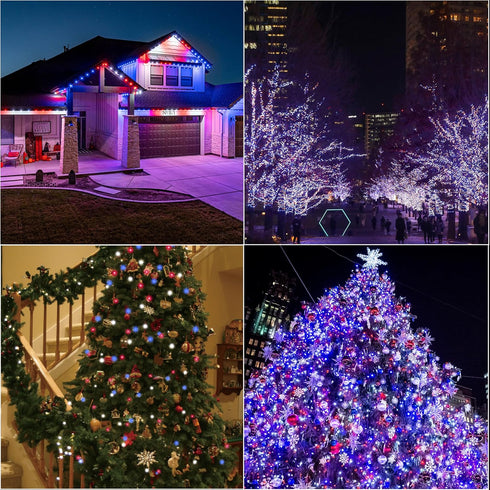 33ft 100 4th 16 LAMPHOME Red White Blue String Lights, LED of July Patriotic Fairy Lights Plug in, Lighting Modes