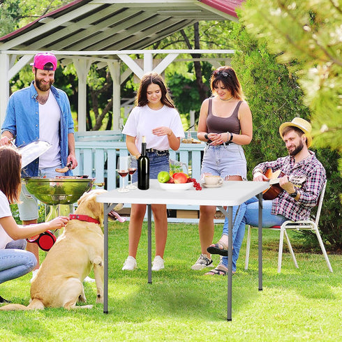 34inch ZENY Fold in Half Square Table, Portable Plastic Dining Card Table for Kitchen or Outdoor Party Wedding Event