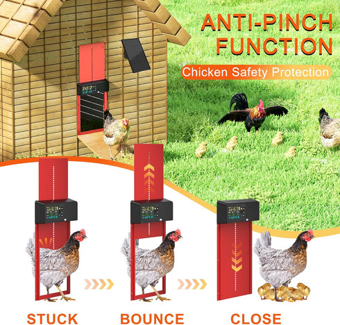 Programmable 4 ZenxyHoC Chicken Coop Door Solar Powered with Remote Control, Automatic Aluminum Chicken Door Modes