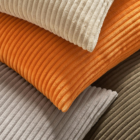 MIULEE Fall Pack of 2 Orange Pillow Covers, 18x18 Inch Soft Boho Striped Corduroy Throw Pillow Covers for Home Decor