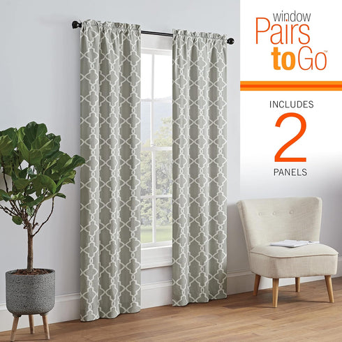 PAIRS TO GO Vickery Modern Decorative Rod Pocket Window Curtains, Double Panel, 28" x 63", Gray