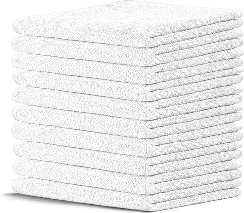 Crystal Ridge 10 Pack 12 x12 Cotton Wash Cloths - Washcloths for Showering, Face and Body, Soft and Highly Absorbent
