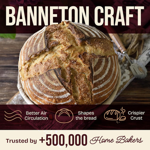 2 9" Superbaking pcs Banneton Bread Proofing Basket, Splinter-Free Round Rattan Bread Basket with Liners, Sourdough
