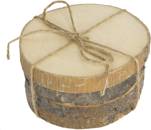 Natural Wood Coaster Set, 4 pcs Tree Bark Wooden Coasters, Each 3.5 inches Diameter