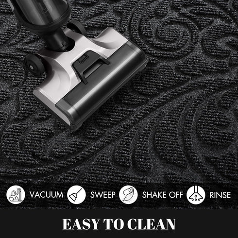 Yimobra Sturdy Door Mat, Heavy Duty Welcome Mats for Home Entrance, Weather Resistant Easy Clean (Black)
