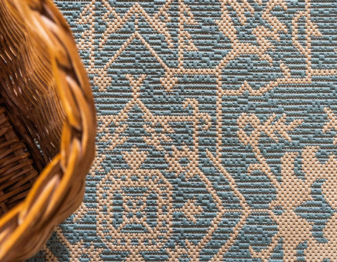 Unique Loom Outdoor Botanical Collection Area Rug - Light Blue/Beige Allover (2' x 3' 1" Rectangle)