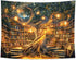 Xguatan 60X40IN Fantasy Library Tapestry, Mysterious Forest Tree Magic Bookshelf Aesthetic Tapestries , Witchy