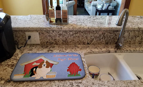 Caroline's Treasures BB2775DDM Dog House Collection Basset Hound Dish Drying Mat, Absorbent Pad for Kitchen Counter
