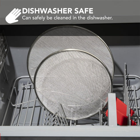 Splatter Guard for Frying Pan & Food Strainer, Universal Cookware 13", Stops Hot Oil Splash, RED Handle, Splatter