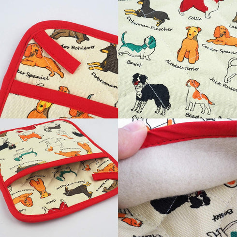 Pot Holders Set of 2 - Heat Resistant 480? Kitchen Cotton with Dog Flower Print for Home Cooking & Baking