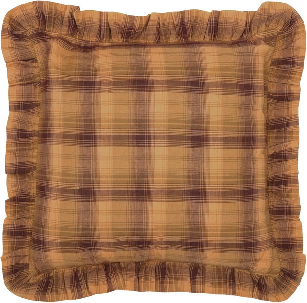 VHC Brands Prescott Plaid Cotton Rustic Square Pillow, 16x16 Filled Bedding Accessory
