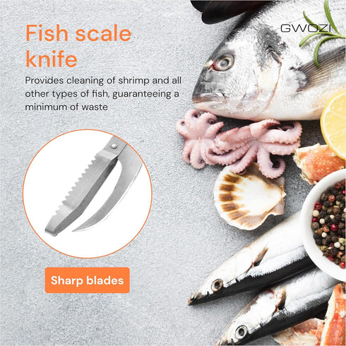 Fish Scale Knife 3-in-1, Multifunction Fish Scaler Remover Tool for Cut/Scrape/Dig, Stainless Steel Fish Descaler
