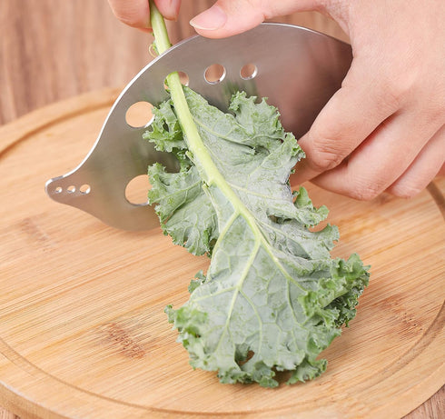 Stainless Steel Herb Stripper for Kale, Chard, Collard Greens - Multi-Function Leaf Remover Kitchen Gadget, Easy Kale