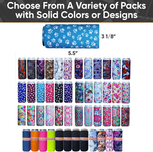 Baxendale Set of 6 Tall Can Sleeves for Slim and Tall Beer Cans, 12oz Insulated Cooler Sleeves, Compatible with