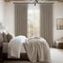Pinch 54 Inch 2 Set, Custom Heavy Linen Pleated Kitchen Curtains Panels Dark Tan Boho Memory Trained Privacy Short