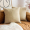 Home Brilliant 24x24 Pillow Covers Set of 2 Cotton Linen Cream Beige