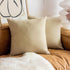 Home Brilliant 24x24 Pillow Covers Set of 2 Cotton Linen Cream Beige