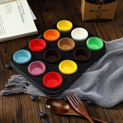 Non-Stick 400 pcs Mini Cupcake Liners for Baking, Natural Parchment Mini Muffin Liners, Food Grade, Greaseproof