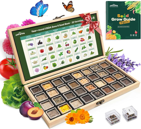 USDA Zone 8 Heirloom Seed Bank, 30,000+ Non-GMO 32 Varieties of Seeds
