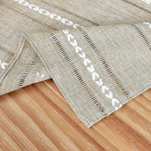 52x52 inch NEWISHER Rustic Farmhouse Embroidered Square Tablecloth Jacquard Striped Table Cloth Linen Texture Washable