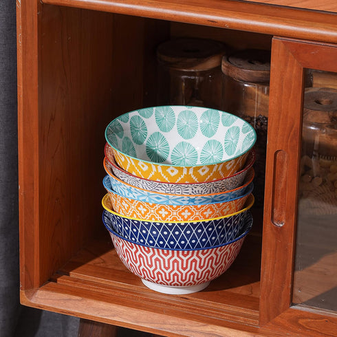 Set 6, Selamica Porcelain Ice Cream Bowls of Small Bowls, Ceramic bowls for Dessert, Ice Cream, Variety of Colors