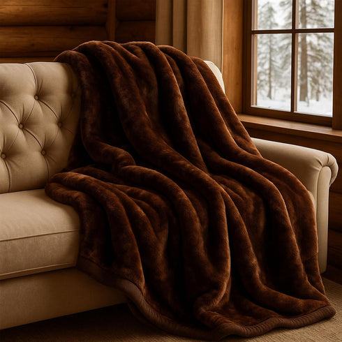 91x81 7.8lb Bedford Home Faux Fur Throw Blanket - Oversized Soft Mink-Style, Machine-Washable Bedding - Heavy Throw