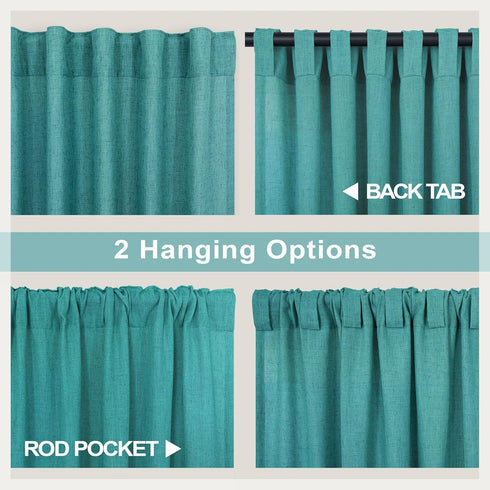 Country 30 Inch 2 Teal Kitchen Curtains for Small Windows Length Tier Panels Back Tab Top Pocket Thick Sheer Short