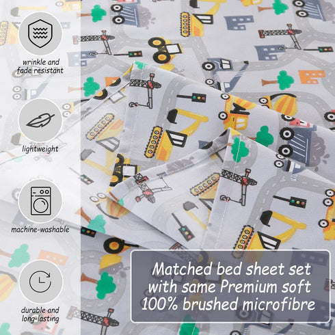 Set, 4-Piece 15 Inches Sets Softan Kids Bed Sheet Full Size Sheets, Microfiber Fitted Sheet with Deep Pocket and Corner