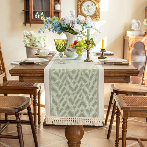 138 Inches,Waterproof Table Runners Boho Table Runner with Tassel Fringe,Table Runner for Party Coffee Table