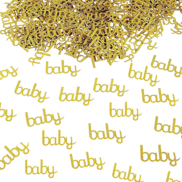 Spakon Gold Baby Confetti, 200 Pieces Double-side Glitter Paper Table Scatter, Cute Litter Tags for Baby Shower Decor