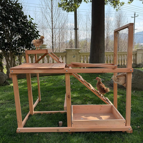 3-4 (34.5" 27.5" 31.5" Chicken Activity Play Perches for Poultry Run, Swing Stand, Wood Chicken Toy for Birds, Wooden