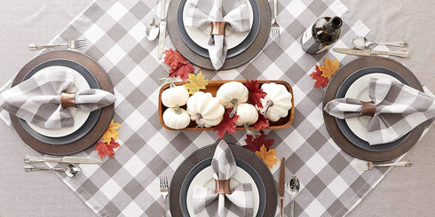 DII Buffalo Check Collection Classic Farmhouse Tablecloth, Gray & White Table Topper, 40x40