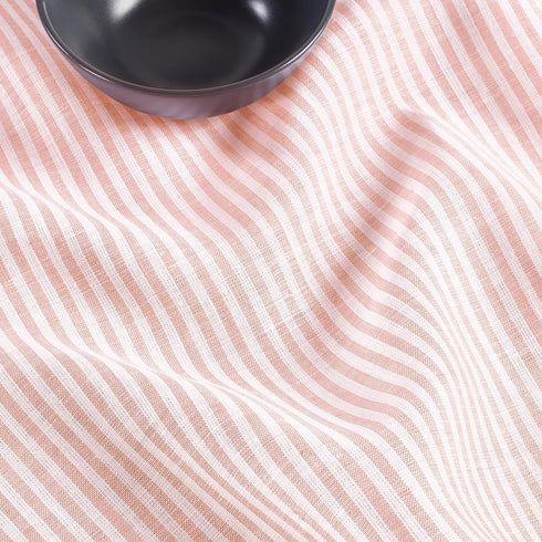 36 Inches 100% 14 36 Inch Summer Solino Home Linen Table Runner - Narrow Stripe, Pure Linen Peach and White Small Table