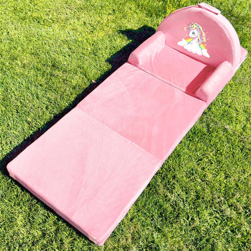 ORWIPO Cozy Unicorn Kids Sofa Bed with Removable Washable Cover & Hook and Loop Backrest Foldable Toddler Chair