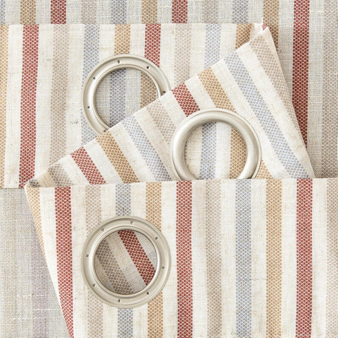 jinchan Grommet 2 63 inch Colorful Linen Curtains for Nursery Living Room Multi Red on Beige Striped Curtains