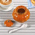 Ceramic Covered Salt Bowl, Sugar Container with Lid and Spoon for Home Kitchen Coffee Bar, 9 OZ, Orange