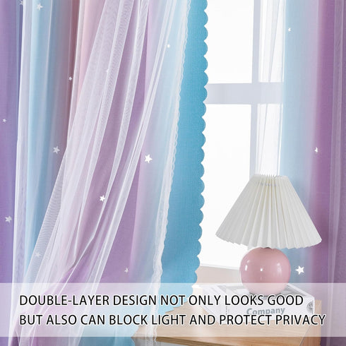 2 Set 34Wx79L XiDi Curtains for Girls Bedroom Decor Panels Kids Rainbow Blackout Curtains for Nursery Room Darkening