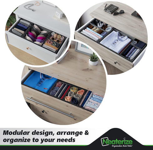 Drawer Organizer Clothes Set of 12 Grey - Dresser Organizer for Nursery, Bedroom, Closet