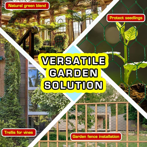 Yardbliss Wire12inx150ft, Chicken Premium Chicken Wire Fencing, Chicken Wire Mesh, Green PVC Coated Metal Wire Fence