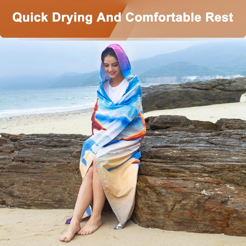 Catalonia Microfiber Hooded Beach Towel - Sand-Free Swim Poncho for All Ages
