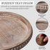 Counter Wooden Coffee Table Tray Decor, Round Decorative Tray Brown Beaded Distressed Rustic Farmhouse Centerpiece
