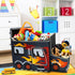KAP Toy box for boys, Junior size, interactive Light up LED Toy chest, Children's Decorative Racing Truck Storage Bin