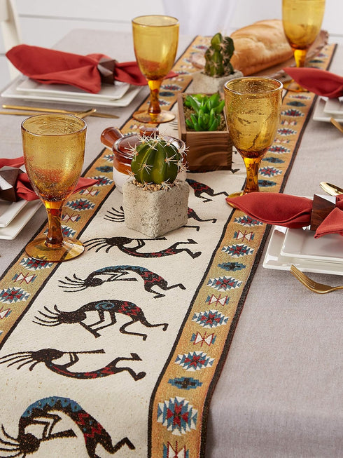DII Southwest Hacienda Stripe Table Runner, 13x72, Part of the Tabletop Collection, Kokopelli Tapestry