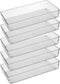 ihomecooker 5 Pack Clear Plastic Drawer Organizer Tray, Cutlery Utensil Makeup Drawer Silverware Organizers 12" X 6"