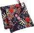 CUSHYSTORE Canvas Pot Holder Oven Pads, Navy Blue Potholders for Cooking Kitchen, 7.75", 2 Pack (Exotic Flower)