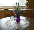 Linens, Art and Things Embroidered Purple Lavender Lilac on Ivory Large Doily, 24 Inch Round