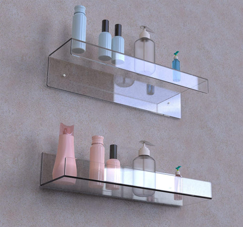 2 Bedroom,Room,15 Inch Pcak Clear Acrylic Shelves for Bathroom Wall Shelf & Organizer,Invisible Floating Shelves & Wall