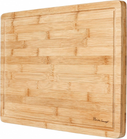 Heim Concept Organic Bamboo Cutting Boards, Extra Large Chopping Board with Juicy Groove, 18x12x3/4